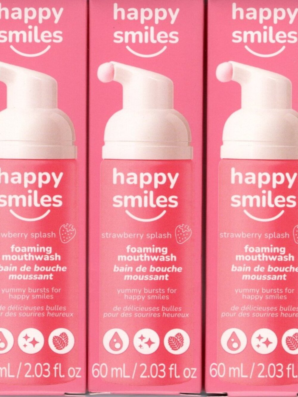 Happy Smiles Strawberry Splash Foaming Mouthwash 3-Pack, 3 x 2.03 fl. oz.